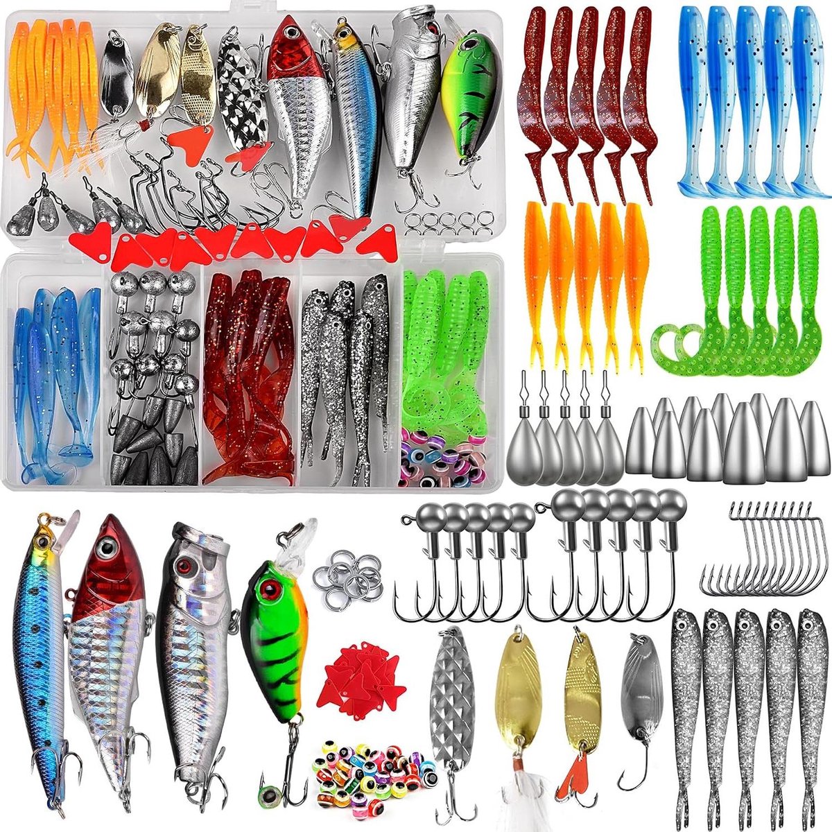 Viskunstaasset - Kunstaas kit - Vissen - Realistische zwemactie - 108 stuks - Multicolor