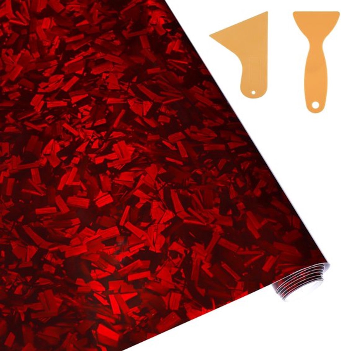 Vinyl Wrap Rood 30x150 cm - Autowrap Zelfklevende Film - Waterdicht - Koolstofvezel - Inclusief 2 Schrapers - Schokbestendig - Autovinyl