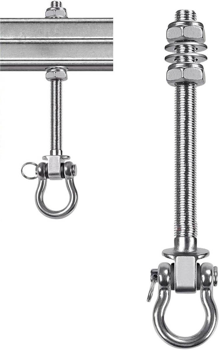 Hangmat houder - Haak voor hangmat - Ontspannen buiten - Roestvrij staal - 680 kg capaciteit - Zilver