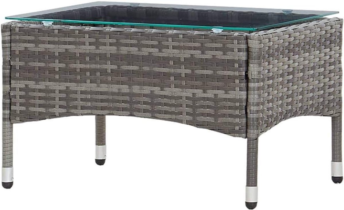 Tuinmeubilair Salontafel - Outdoor Tafel - Buiten Ontspannen - Weerbestendig PE Rotan - 60x40x36 cm - Grijs