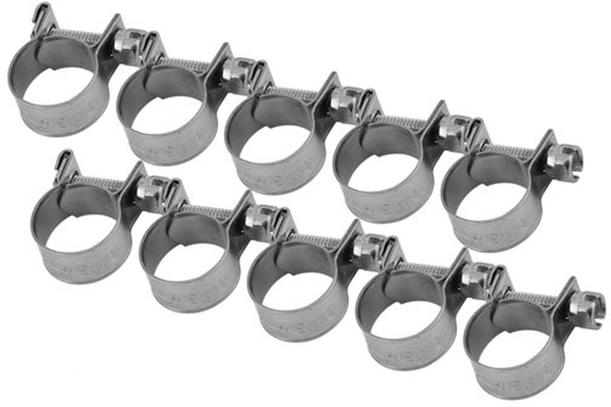 Slangklemmen Assortiment 10 Stuks - Roestvrij Staal 304 - Brandstofslang Klemmen - Waterdicht - Anticorrosief - Gemakkelijk te Gebruiken - Pijpklemmen
