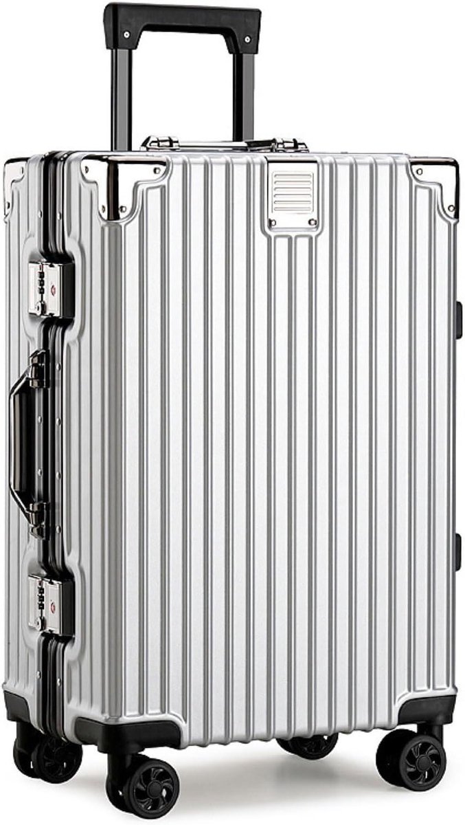 Reiskoffer - Koffer Trolley - Reizen - Aluminium Frame - 55 cm - Zilver