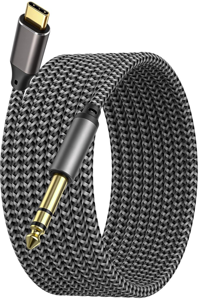 Omgoods - USB Type C naar 6,35 mm TRS Stereo Audiokabel 2 Meter