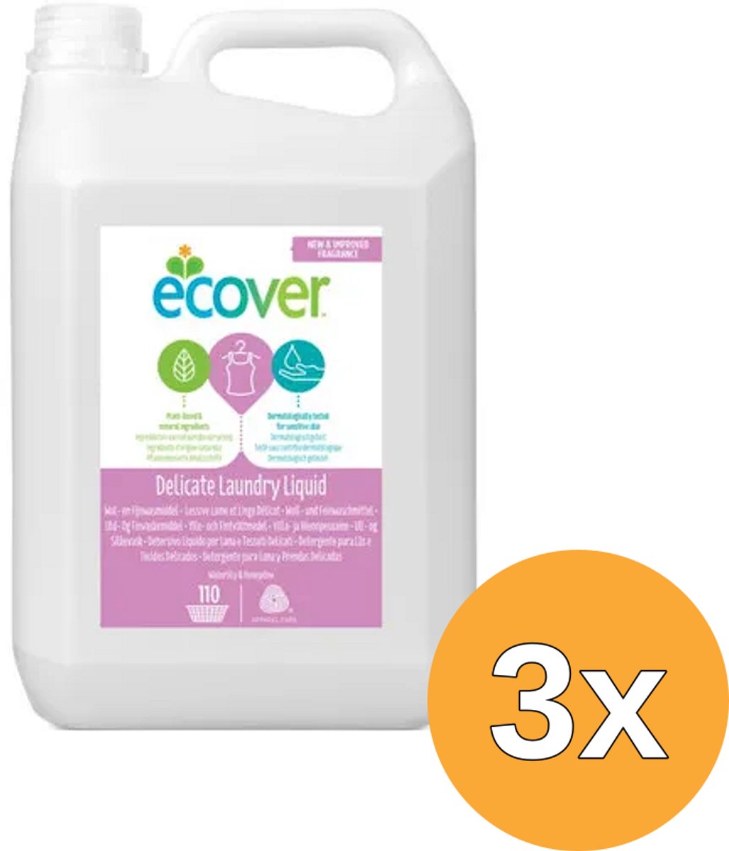 3x Ecover Delicate Wolwasmiddel (5000 ml)