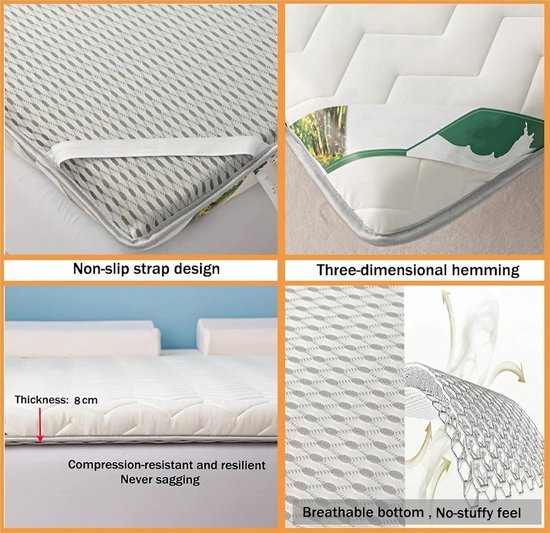 Japanse futonmatras - Vloermatras oprolbaar - Comfortabel slapen - Latex traagschuim vulling - 80 x 190 cm - Grijs — afbeelding 5