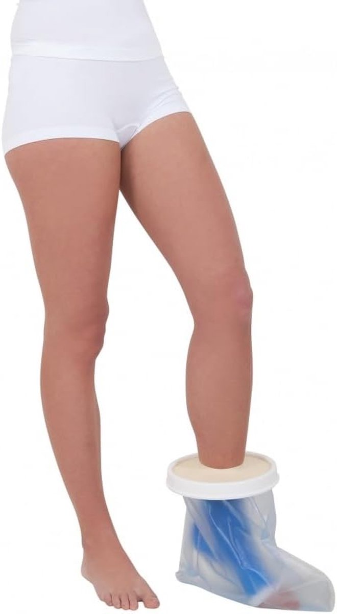 Gipsschoen Enkel - Beschermhoes Gips - Douchen en Baden - Herbruikbaar - 28.8 x 25.6 cm - Grijs