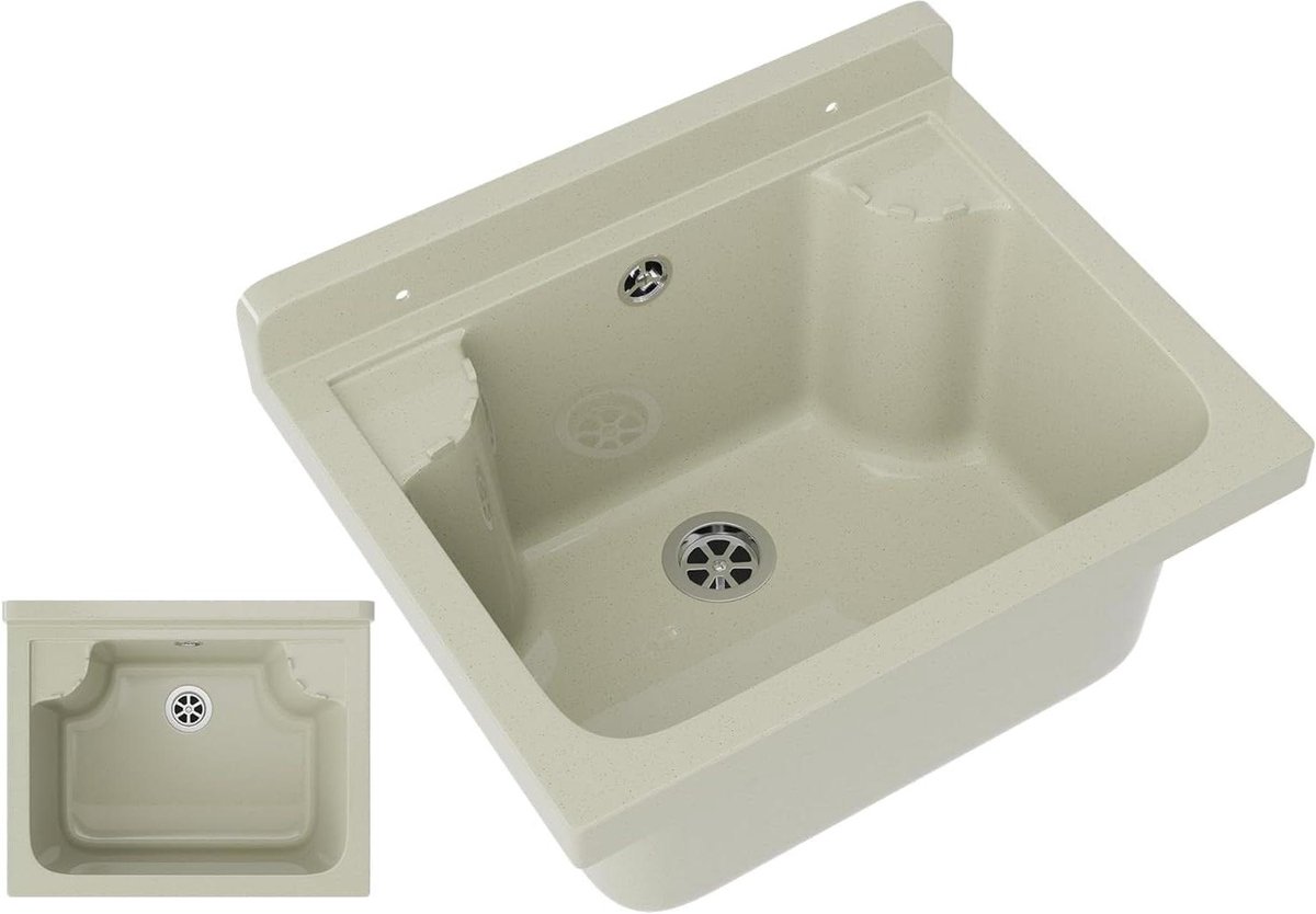 Wastafel Set - Spoelbak - Werkplaats Inrichting - Chemisch Bestendig - 42 x 34 x 24 cm - Beige