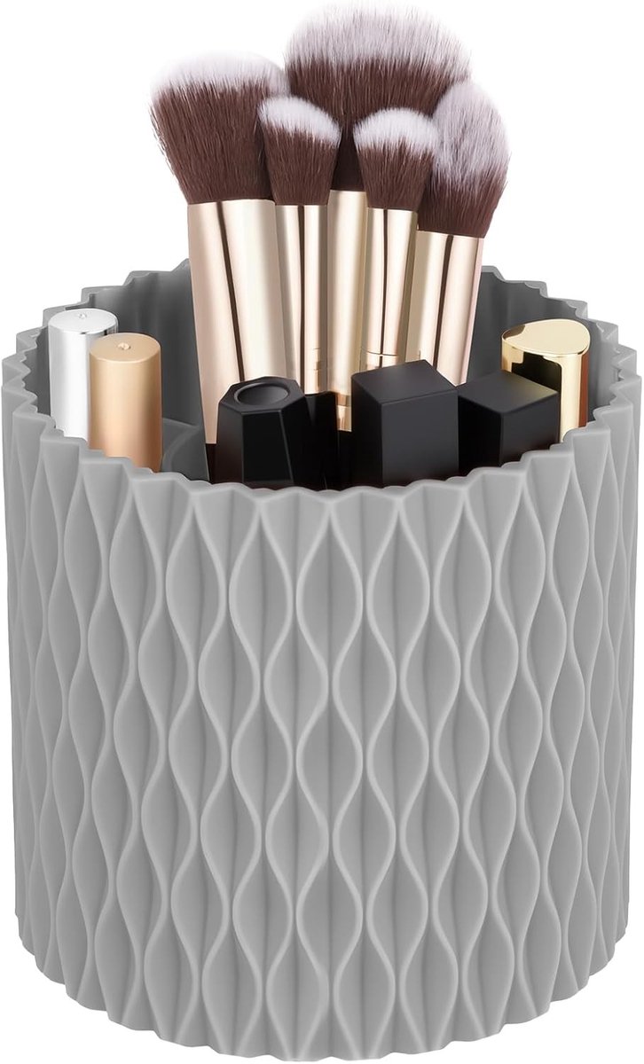 360° Draaibare Make-up Organizer met 5 Slots voor Borstels, Eyeliners en Lippenpotloden - Perfect voor Vanities en Badkamers