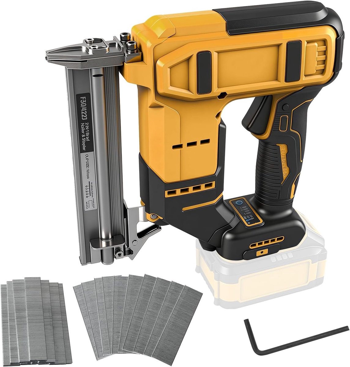 Draadloze nagelpistool en nietmachine, 2-in-1 accustapler voor houtbewerking, inclusief 1000 nagels en 1000 nieten voor thuisverbetering en klussen