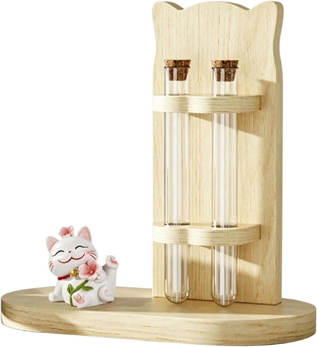 Snorhaarhouder Dubbele Buis - Bewaarflessen Snorharen - Herinneringen Bewaren - Met Kurkstop - 21 x 11 x 7 cm