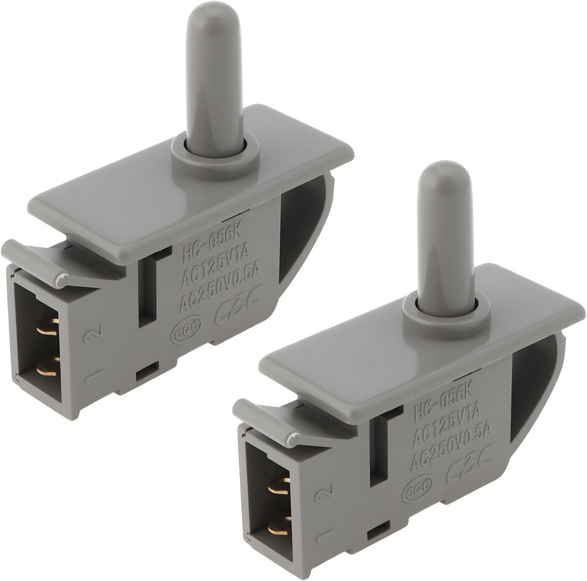 2 Stuks 2-Pins Koelkast Deurschakelaar met Drukknop voor Diverse Koelkasten en Vriezers