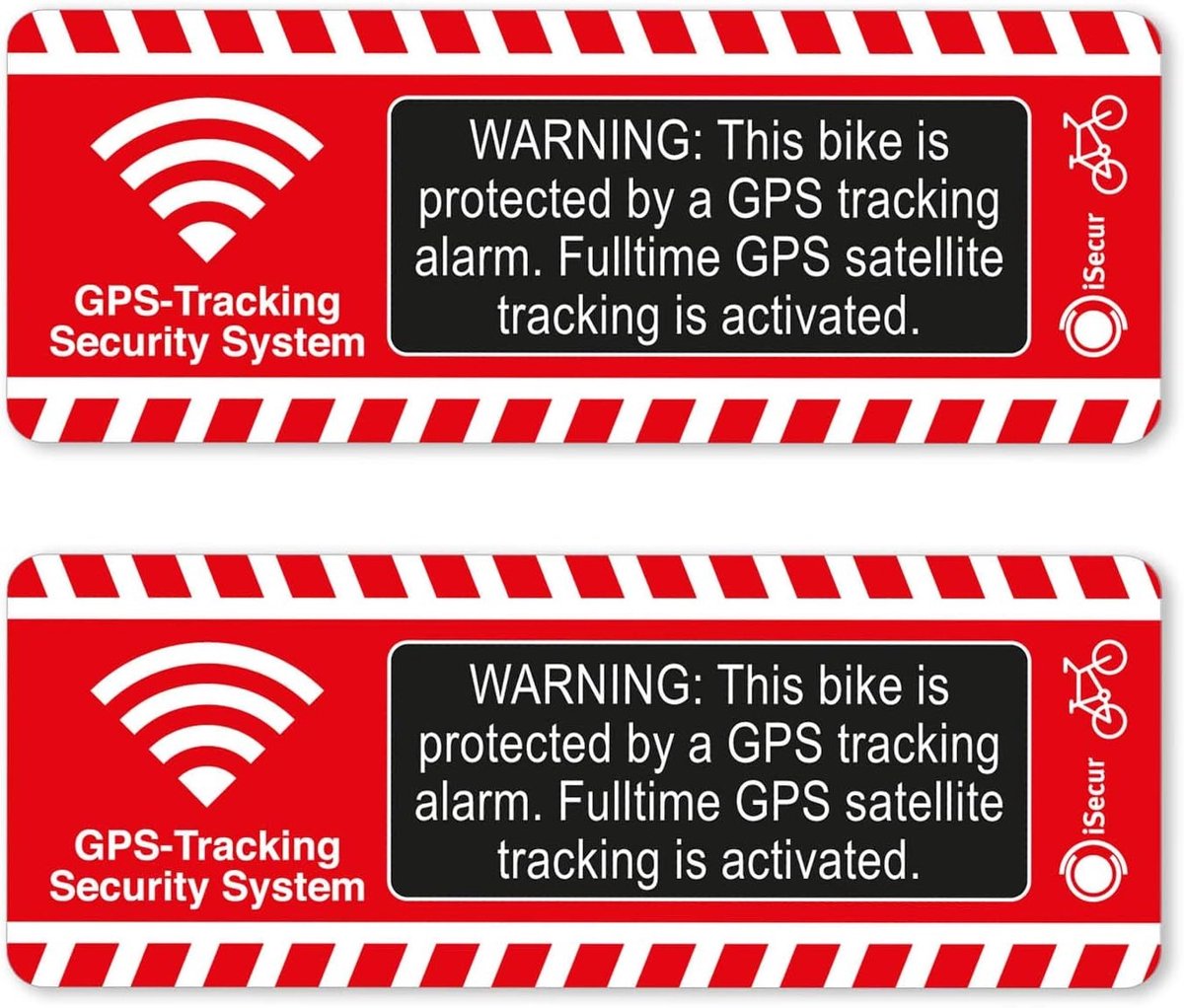 Fatbike alarm - GPS - 8 x 3 cm - Zelfklevende Fietsalarmstickers - Voor Racefiets, Mountainbike, E-bike