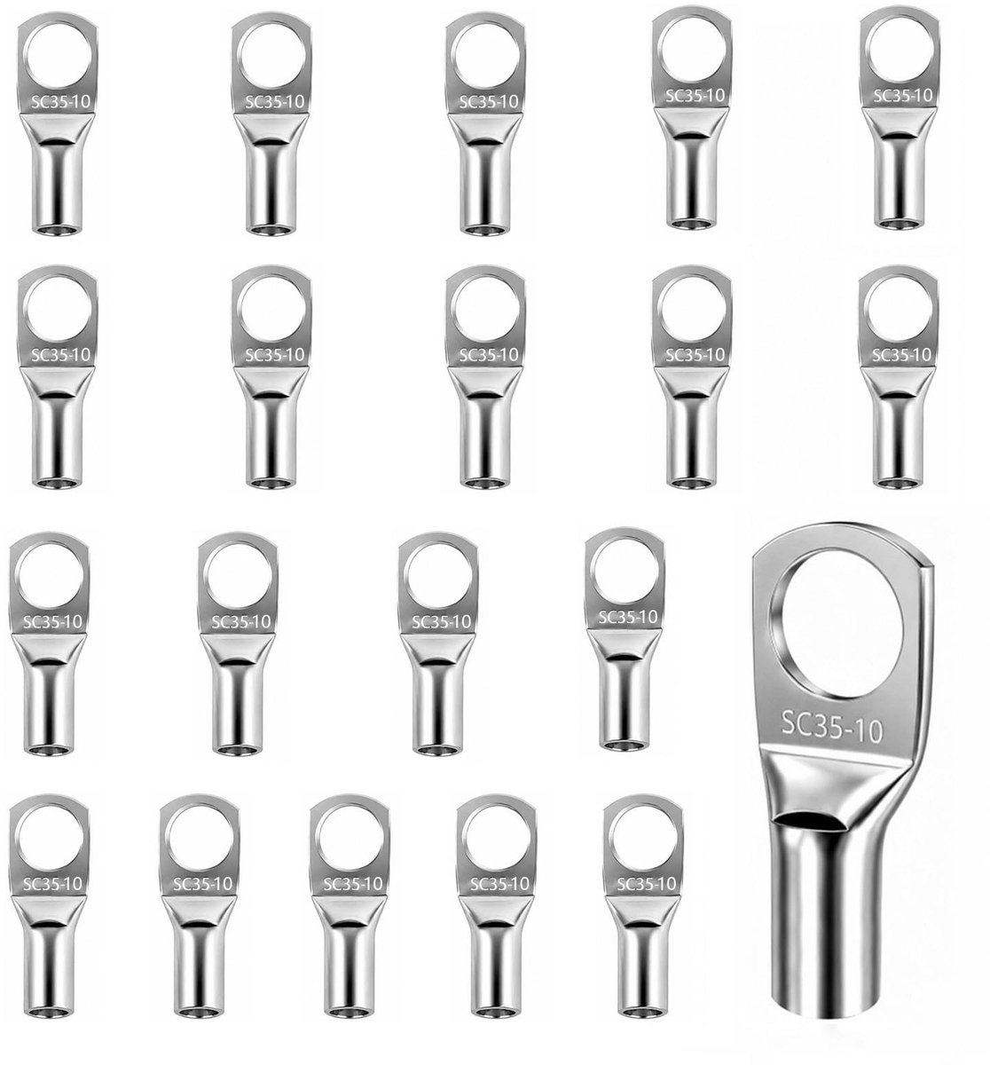 Omgoods - Set van 20 Ongeïsoleerde Kabel Lugs voor M10 Bevestiging