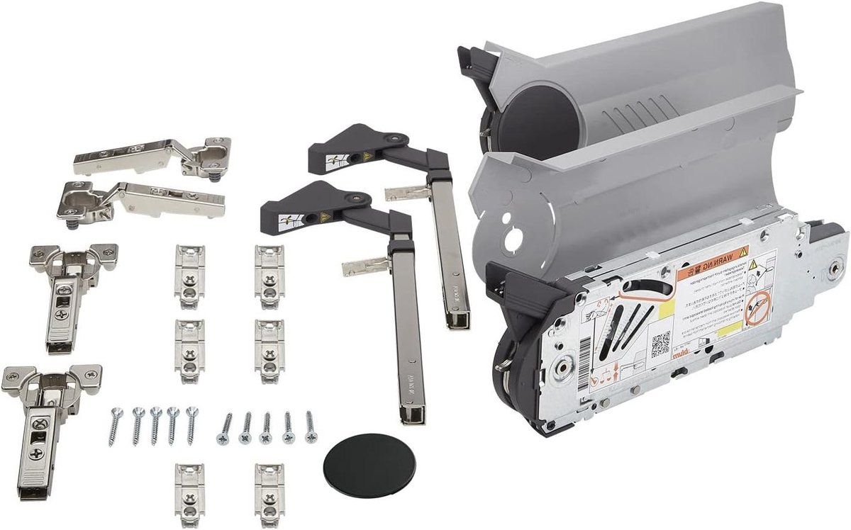 Klepbeslag Set - Kastdeur Beslag - Kasten Inrichten - Gedeeld Front Systeem - 700-900 mm Hoogte - Grijs