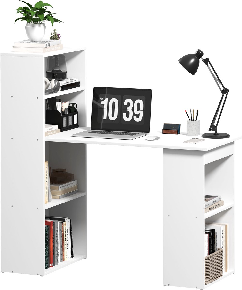 Bureau - kantoorbureau - computerbureau - 2 planken - 5 planken - 120 cm x 55 cm x 120 cm - wit