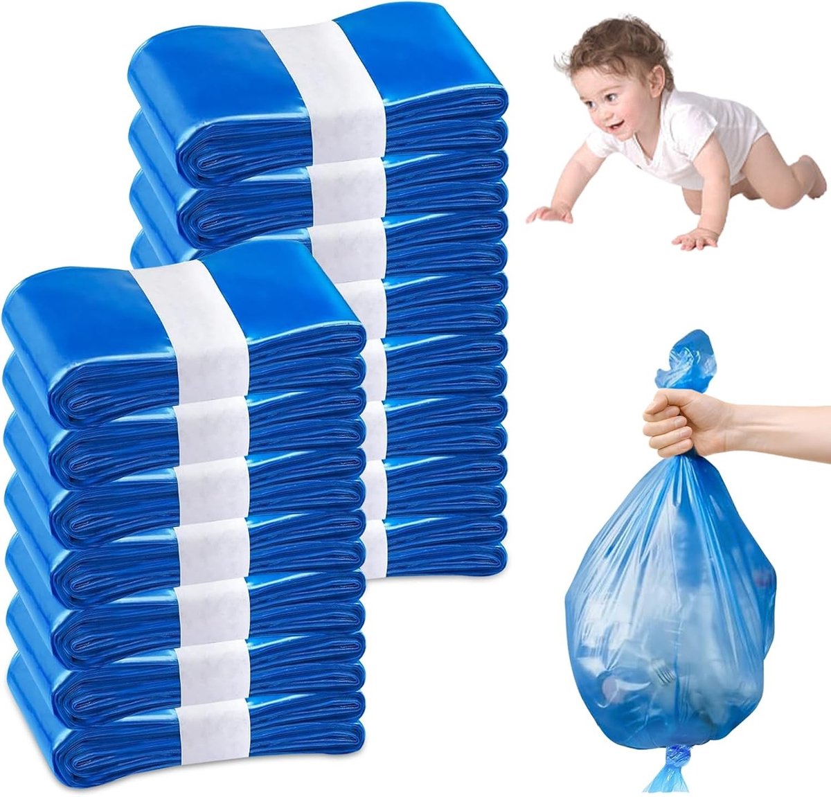 Luieremmer - transparant - 4,5 m lang en 26 cm breed - duurzame PE navulzak met 7-laags geurfilter - voor gebruik met alle luieremmers