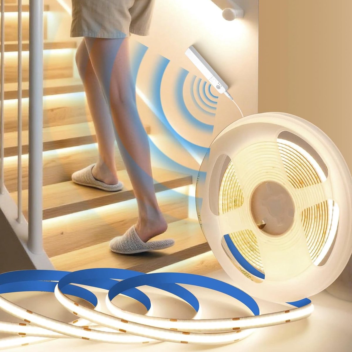 LED Strip met Bewegingssensor - Warm Wit - 5M - Dimbaar en Zelfklevend - Voor Binnengebruik