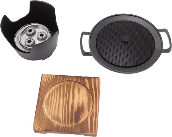 Zwarte Hibachi Rookloze Houtskoolgrill Aluminiumlegering Houten Frame - Eenvoudige Montage Draagbare Yakiniku Grill Barbecue van Merkloos — afbeelding 5