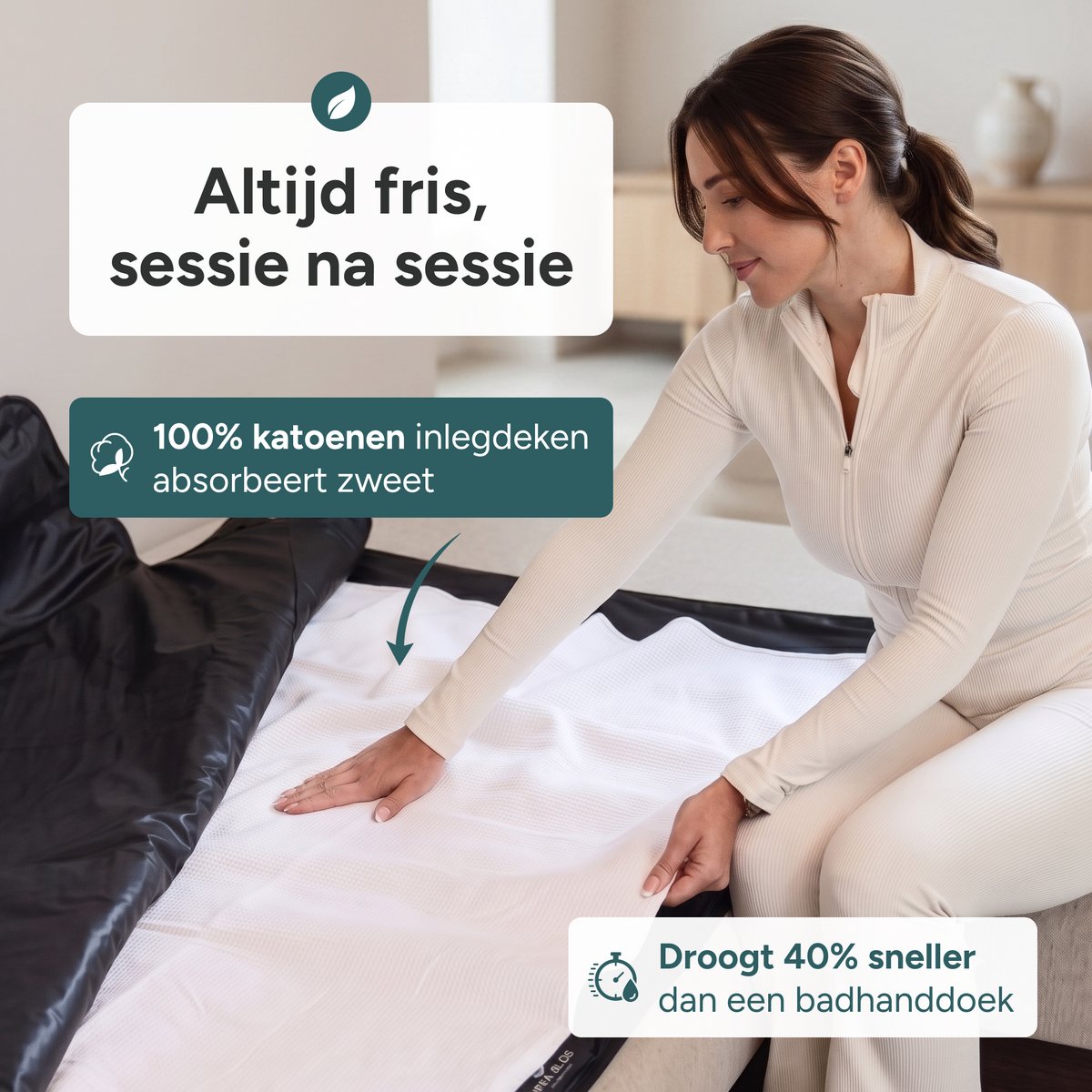 Infrarood Sauna Deken 600W Zwart Leer Tot 85º - afbeelding 3