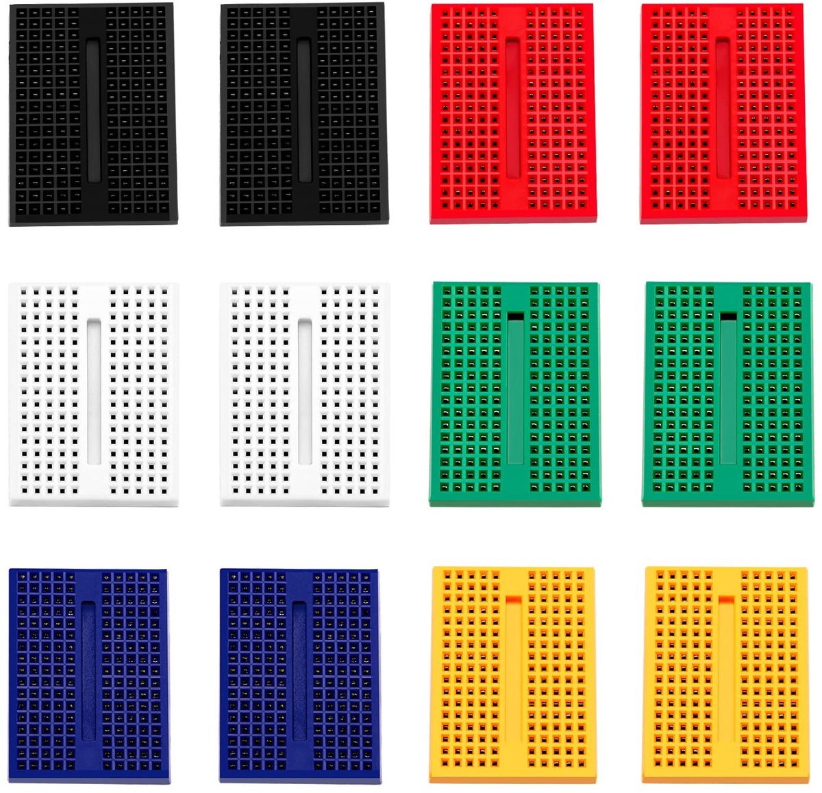12-delige Mini Breadboard Kit met 170 punten, Solderless Prototype Kit voor Arduino en Raspberry Pi Projecten, Inclusief 6 Kleuren en Dubbelzijdige Band
