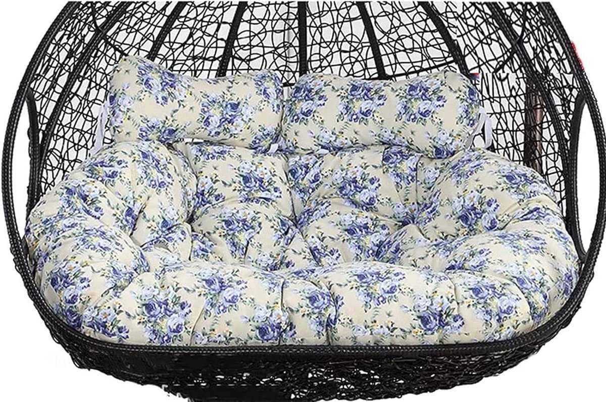 Dubbel Terraskussen - Schommelkussen Hangstoel - Buiten Ontspannen - Waterdicht Krasbestendig - 150x110cm - Bloem Een