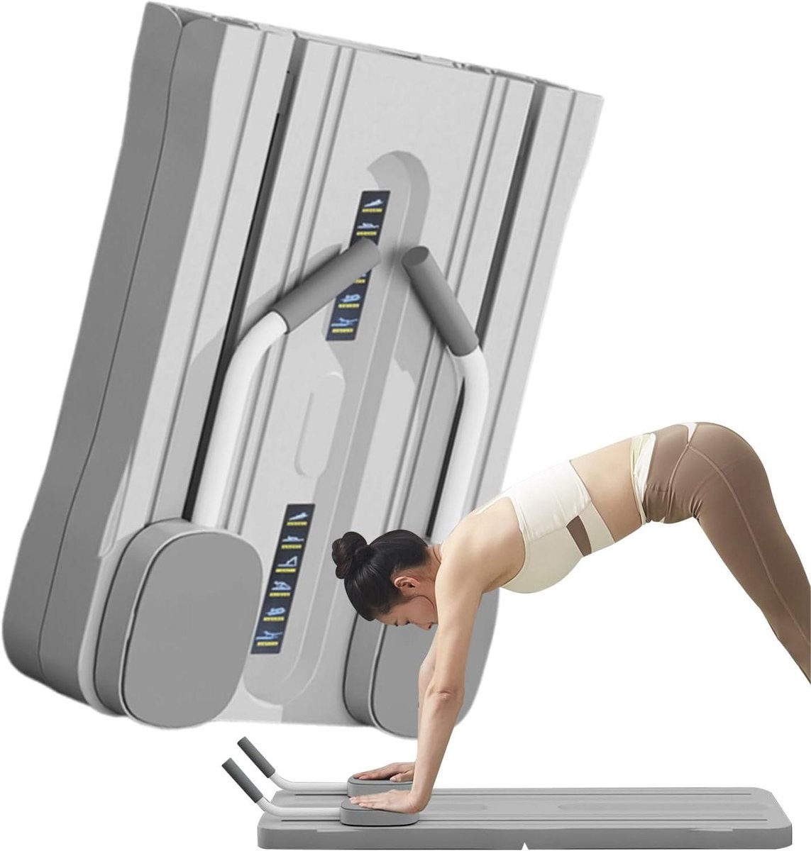 Pilates Buikoefenbord - Core Versterker - Full Body Workout - Opvouwbaar Ontwerp - 105 cm Lengte - Grijs