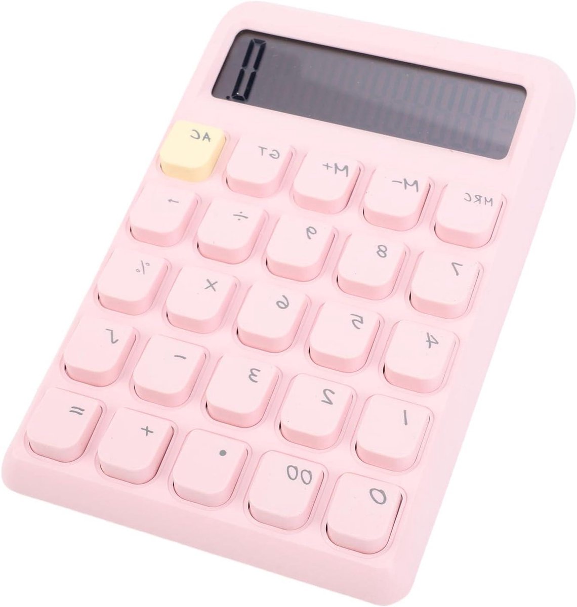 Zonne-calculator - Basis rekenmachine - Kantoorwerk - Groot display - 12 Cijfers - Roze