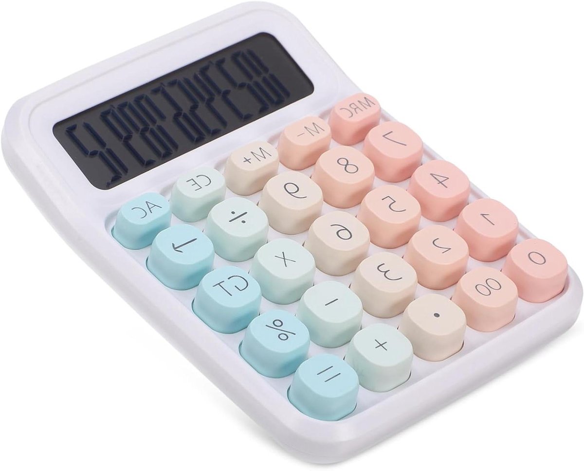 Rekenmachine - Basis calculator - School en werk - Grote knoppen display - Mini formaat - Multicolor