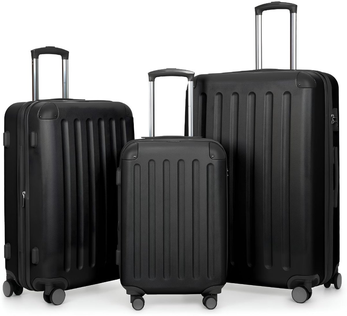 NIVA® Kofferset - Reiskoffer Set - Koffer Handbagage - Zwart - 35cm x 47cm x 75cm