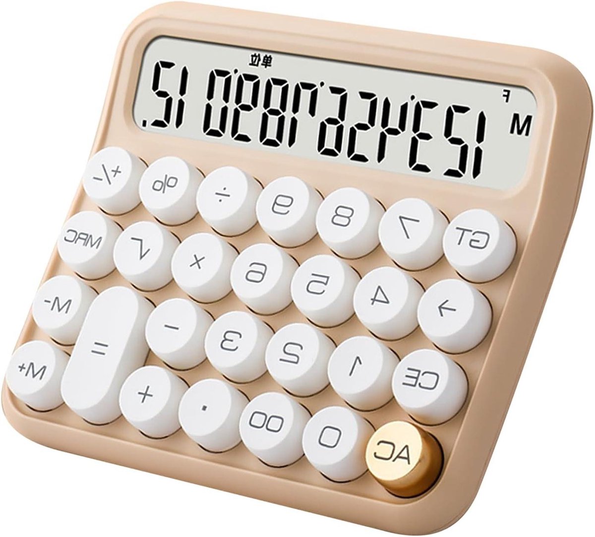 Grote Knopcalculator - Bureau Rekenmachine - Dagelijkse Berekeningen - Mechanische Schakelaars - 12-cijferig - Melkthee
