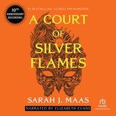 Couverture de "A Court of Silver Flames" avec un masque doré et le texte "10TH ANNIVERSARY RECORDING".