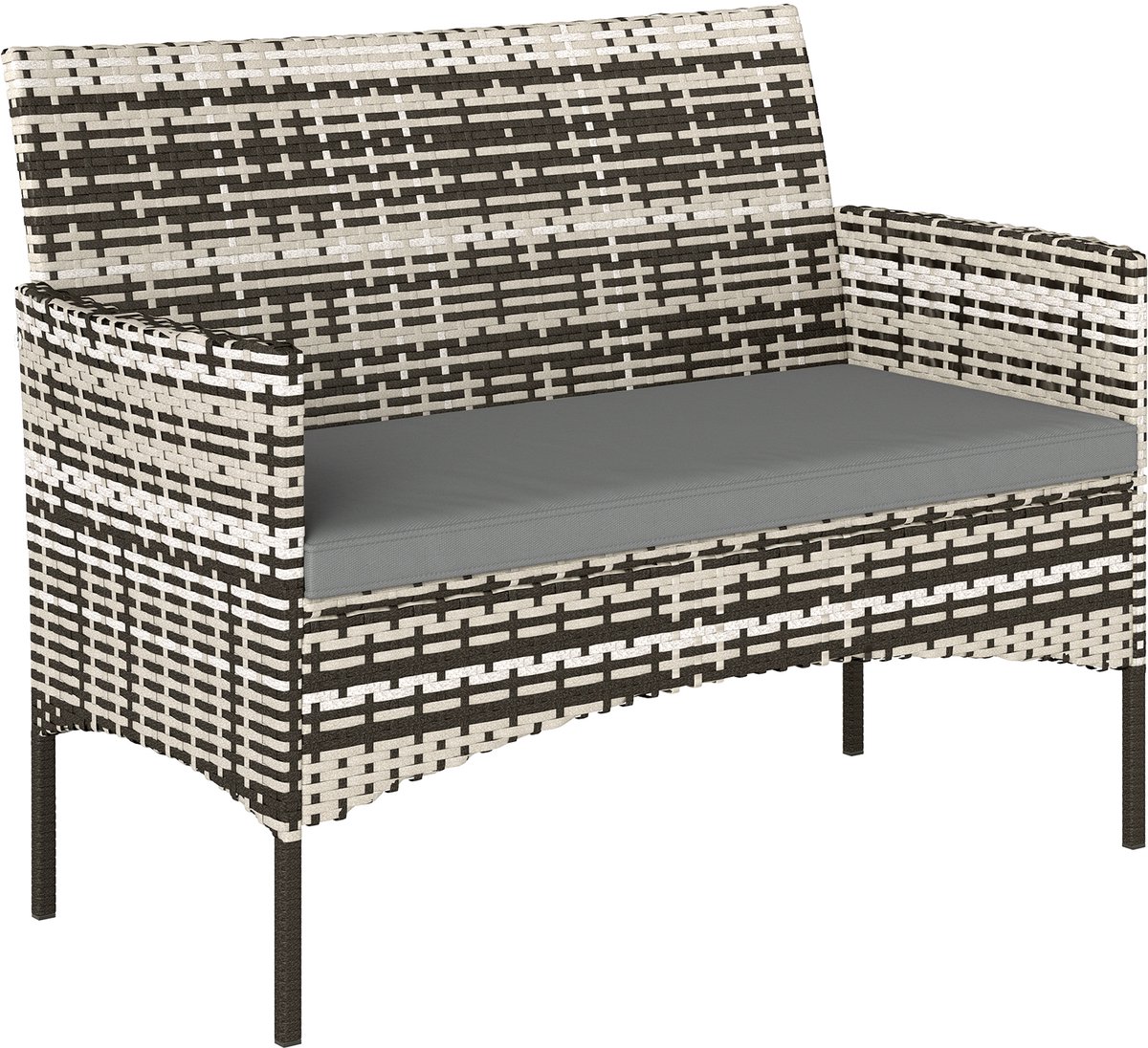 Tuinbank Met Kussen - Loungesofa Buiten - Ontspannen Buiten - Weerbestendig Rattan - 115 x 63 x 85 cm - Lichtgrijs