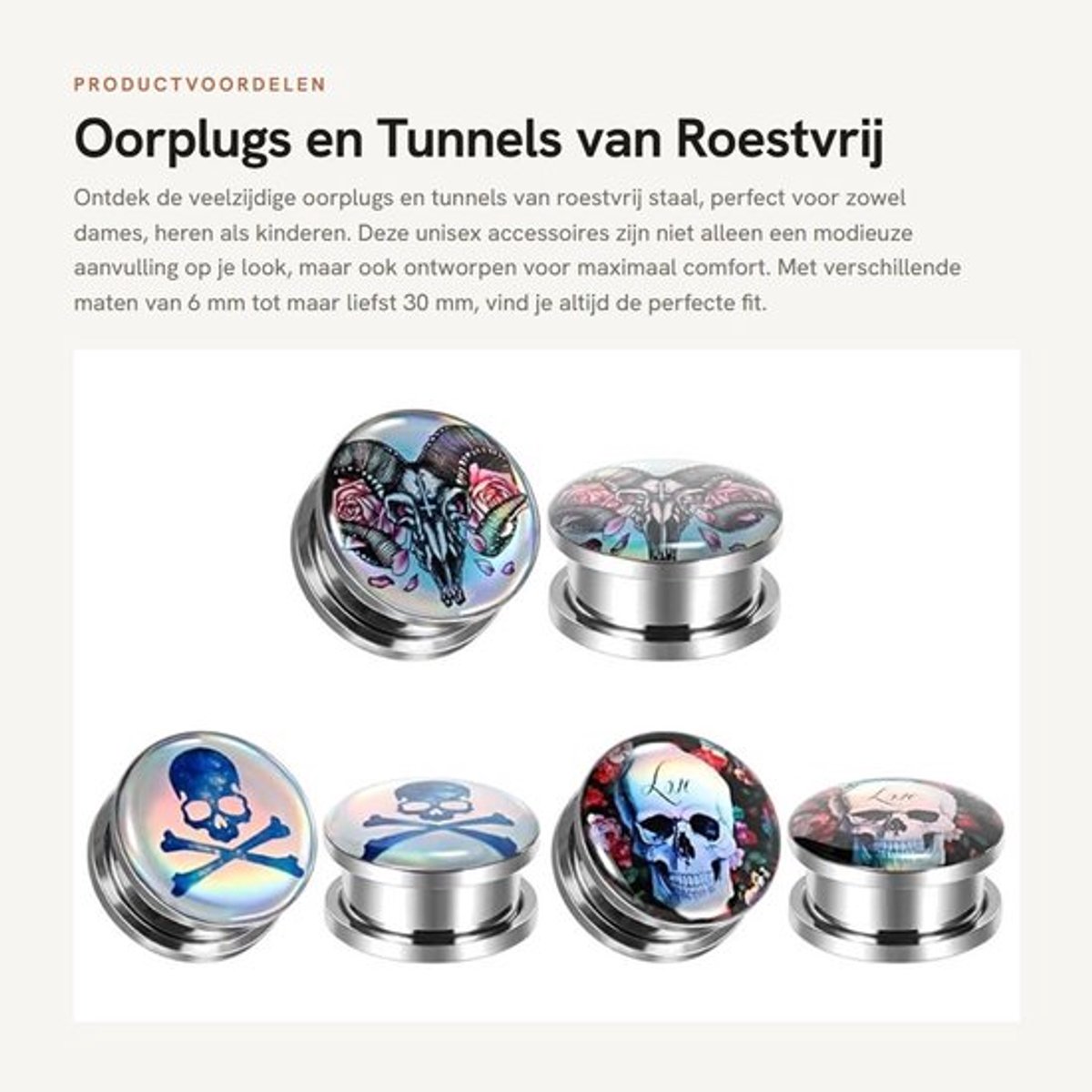 Roestvrij Staal Oorplugs - 6 Stuks - Hoogwaardig - Comfortabel - Geschenkdoos - Fijn Gepolijst