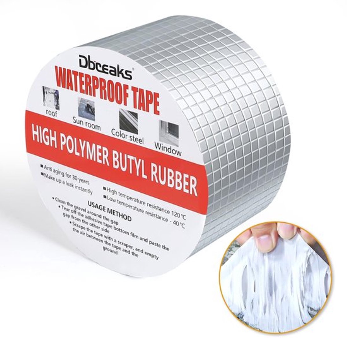 Butylband 100 mm x 10 m - Aluminium Waterdicht - Zelfklevende Reparatieband - Afdichtband - Butylrubber Tape - Duurzaam en Weerbestendig