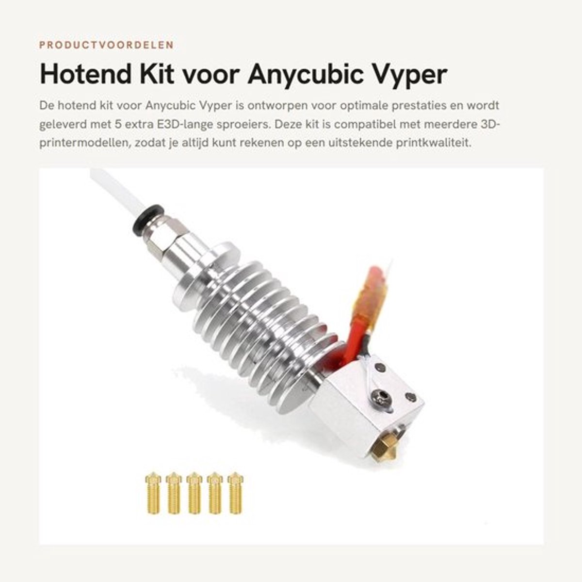 Hotend Kit met 5 E3D-sproeiers - Compatibel met Anycubic Vyper/Kobra Max/Kobra Plus - 3D-printer - Hotend - 24V 40W - Extruder