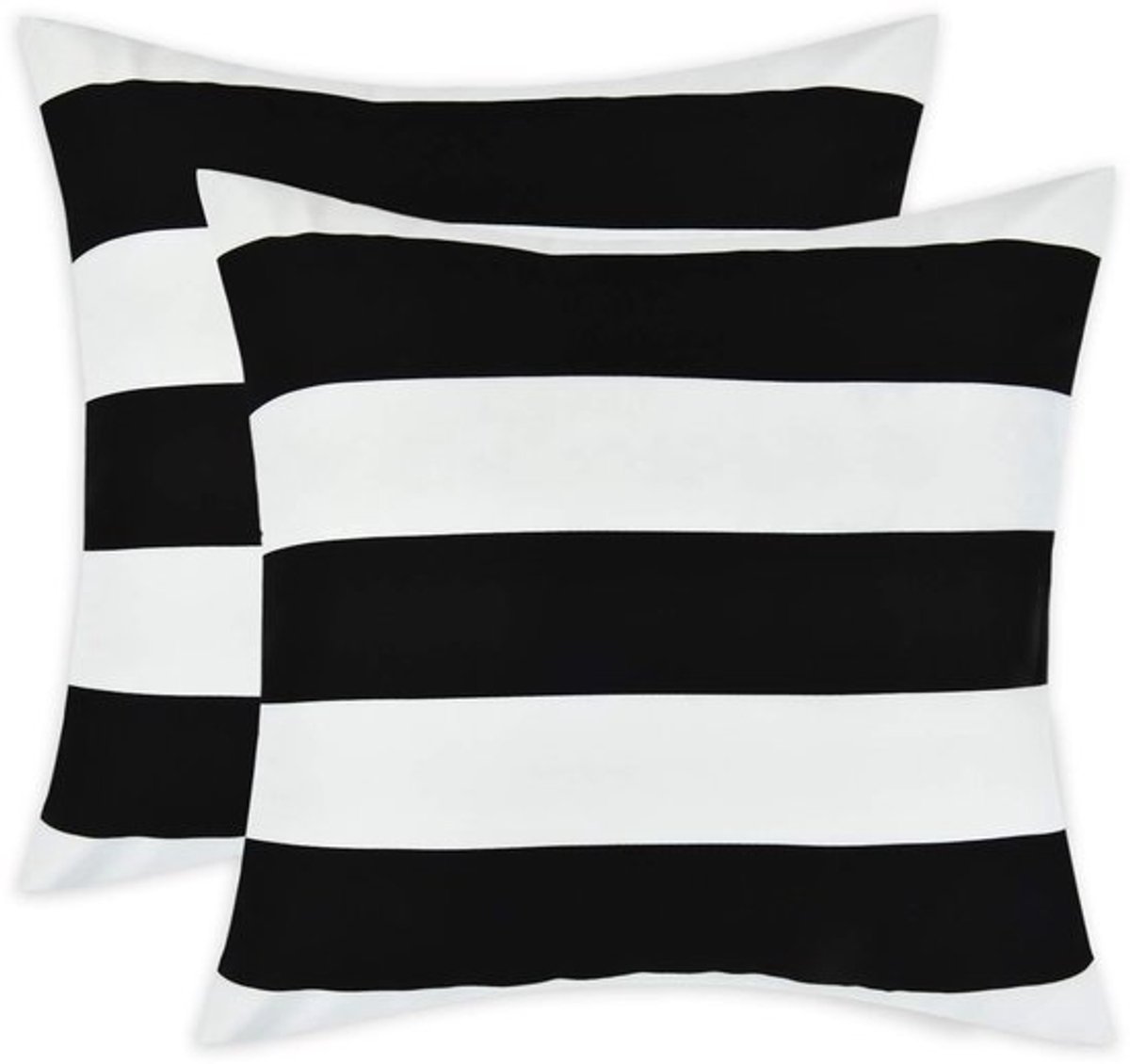 Kussenhoezen 45 x 45 cm - Set van 2 - Zachte Decoratieve Kussenhoezen - Zwart-wit Strepen - Ritssluiting - Milieuvriendelijk Microvezel - Decoratieve Kussenslopen