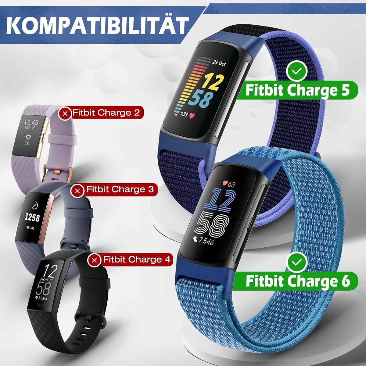 Verstelbare en Ademende Nylon Sportband voor Fitbit Charge 5 - Vervangband voor Fitness Tracker voor Mannen en Vrouwen thumbnail 5