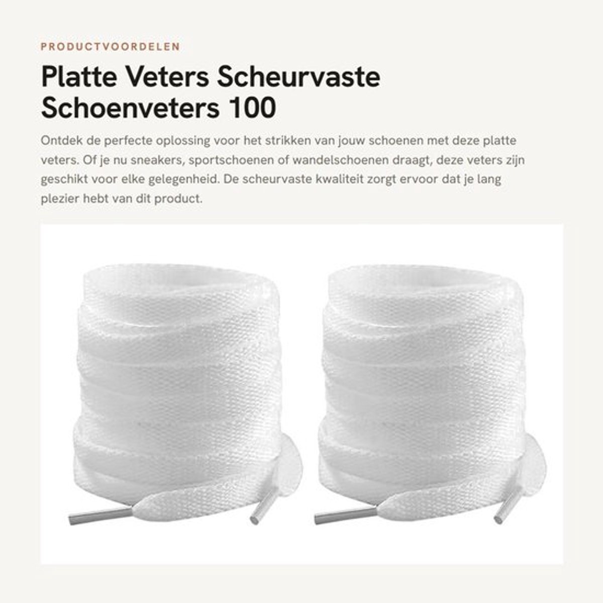 Schoenveters 100 cm - Platte Veters - Scheurvaste Veters - 2 Paar - Geschikt voor Sneakers/Wandelschoenen - Polyester