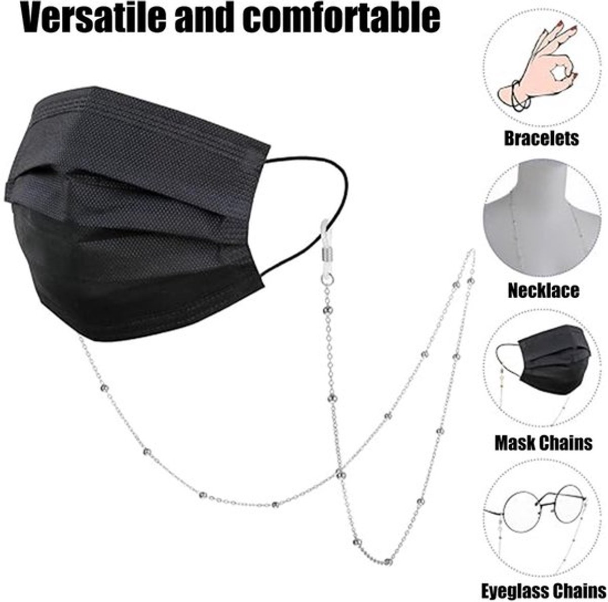 Brillenketting 4 stuks - Brillenkoord verstelbaar - Antislip gespen - Geschikt voor dames/heren - Ideaal voor sport/reizen