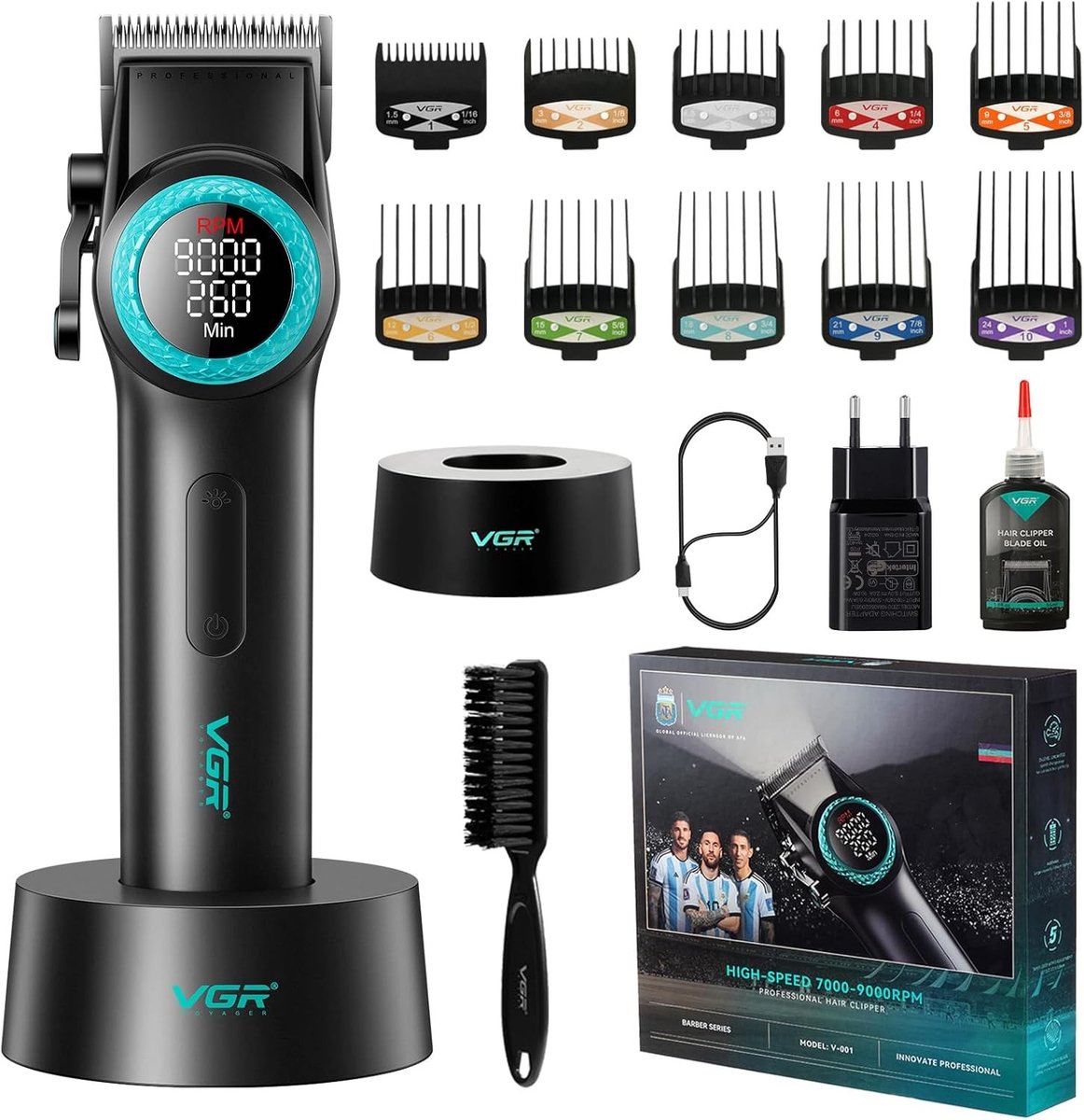 Trimmer voor mannen - Zwart - Draadloos - Keramisch Mes - Professionele Haarknipper voor Kappers