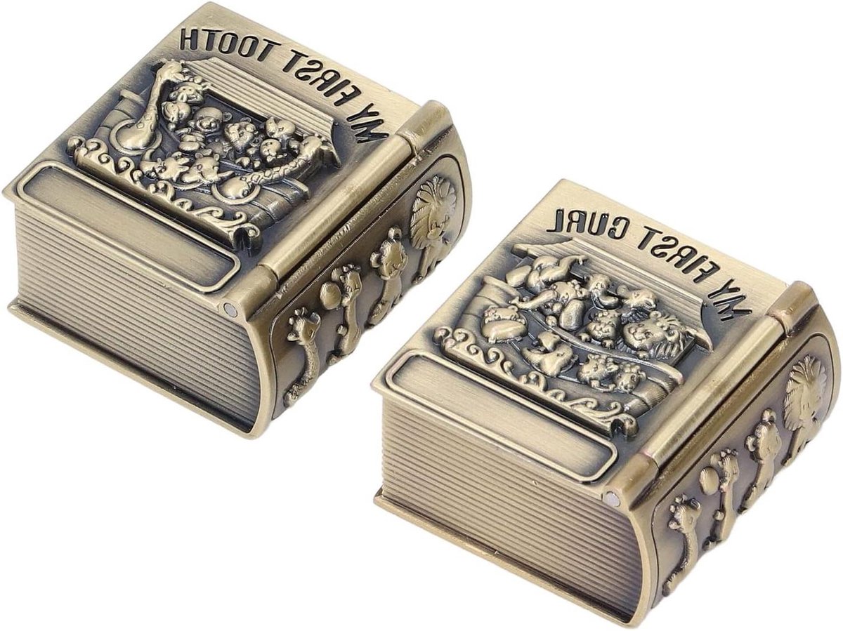 Tandherinneringsdoos Metaal - Baby Tanden Doosje - Baby Herinneringen - Delicaat Graveerde Design - 13 x 8 x 5 cm