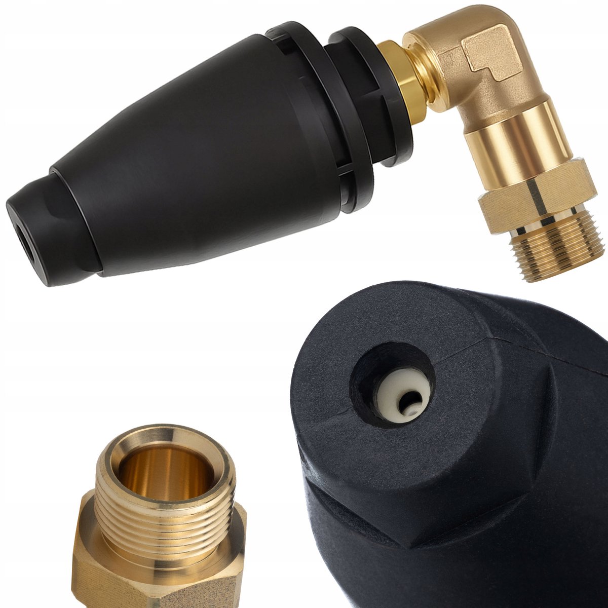 Rosfix Spuitmond Vervanging Turbo 90° M22x1,5 - Kunststof/Messing - Voor Straatsteen Onderstel - Geschikt voor DeWalt, Kränzle