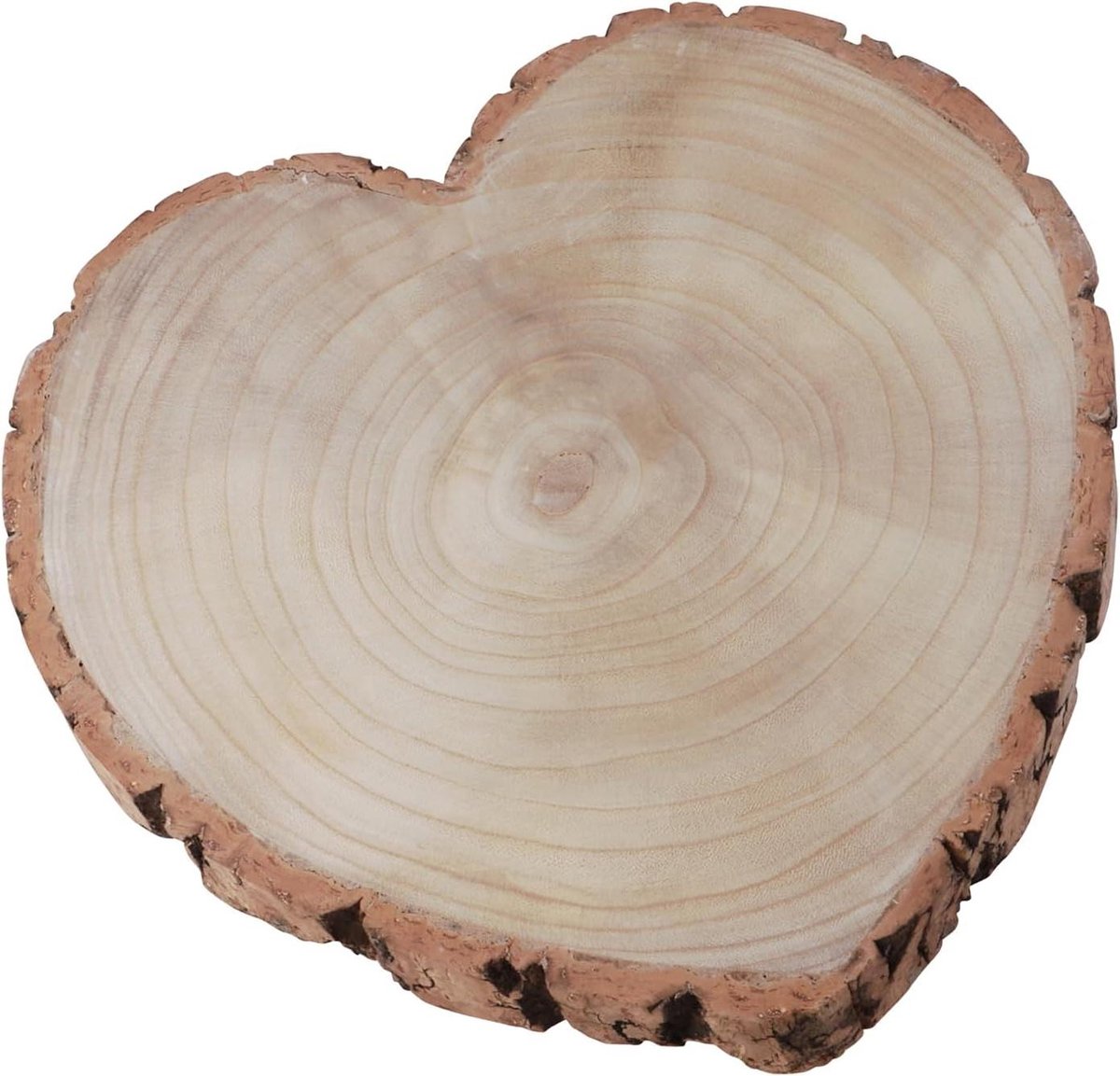 Houten Hart Decoratie - Tafeldecoratie Hout - Romantische Tafeldekking - Met Echte Schors - 19x19x3 cm - Natuurlijk Bruin