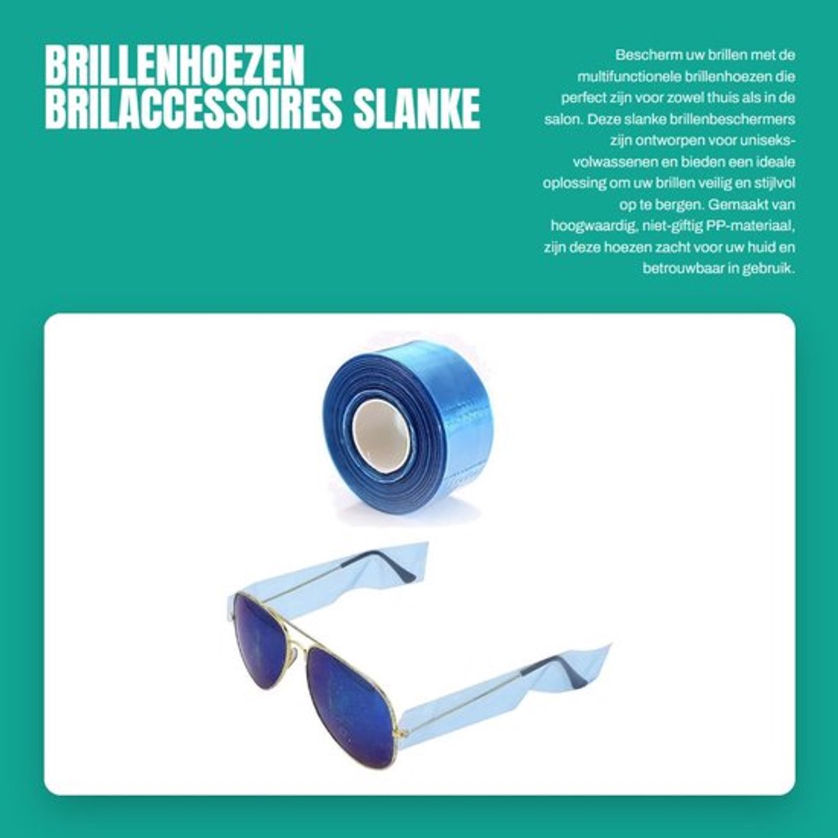 Brillenhoezen Blauw - Slanke Beschermers - Brilaccessoires - Brilbeschermers - Brilbeenkappen - Hoogwaardig PP Materiaal