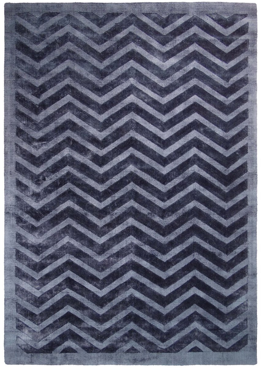 Padiro laagpolig vloerkleed 200 x 290 cm - marineblauw - modern geometrisch patroon - geschikt voor vloerverwarming - van viscose