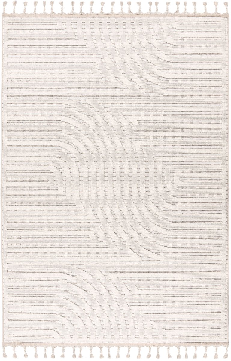 Padiro laagpolig vloerkleed 200 x 290 cm - crème / off-white - modern geometrisch patroon - geschikt voor vloerverwarming - van polypropyleen