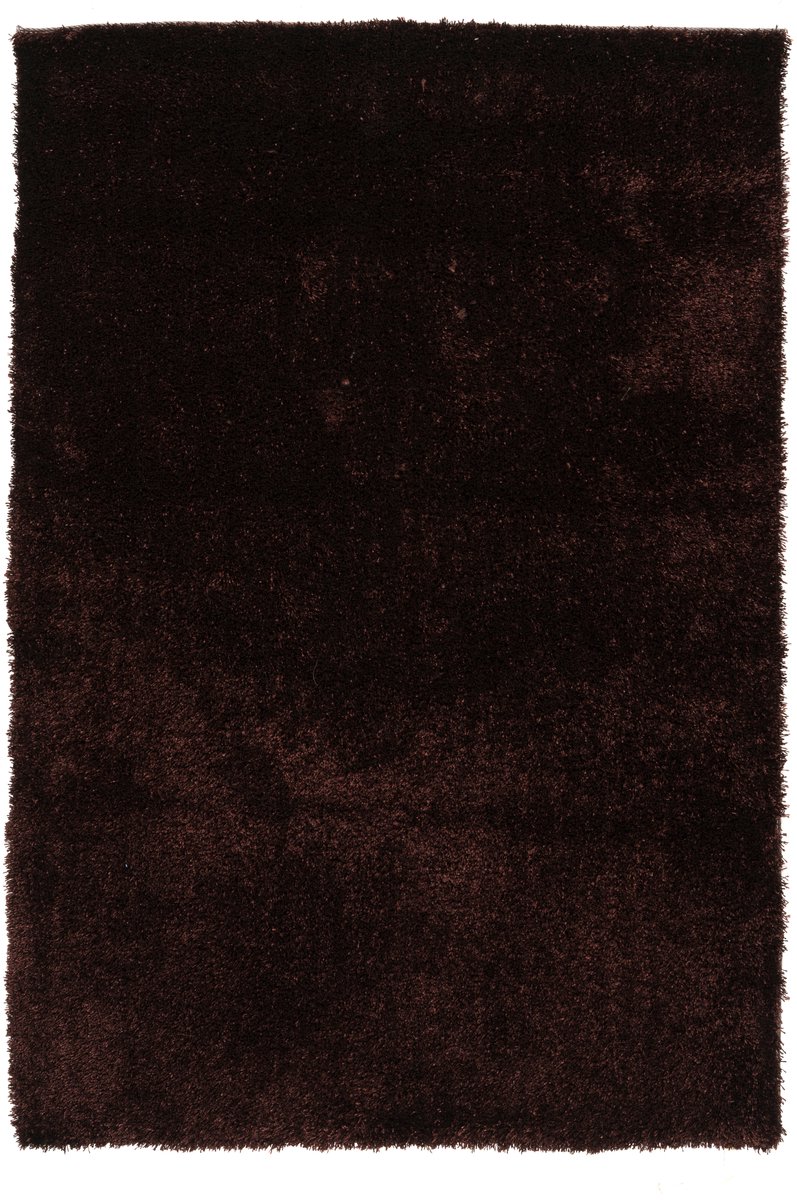 Padiro hoogpolig vloerkleed 120 x 180 cm - bruin - modern effen design - geschikt voor vloerverwarming - van polyester