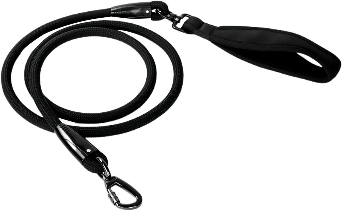 Hondenlijn Slipketting - Hondenriem Nylon - Dagelijkse Wandelingen - Verstelbare Spanning - 187x1.2 cm - Zwart