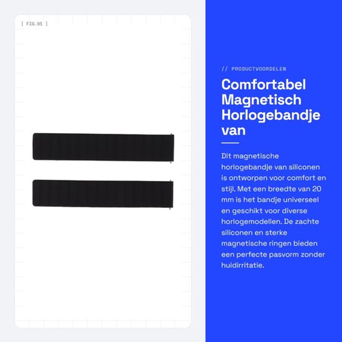 Horlogebandje Magnetisch - Siliconen 20 mm - Universeel voor Buiten - Zacht en Comfortabel - Huidvriendelijk en Duurzaam - Horlogeband