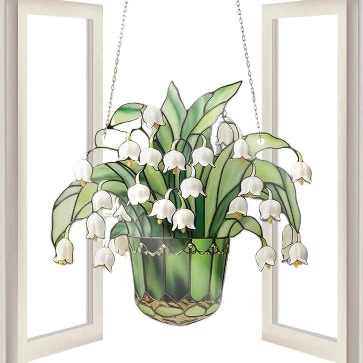 Raamdecoratie Glas - Zonnevanger Glas - Sfeer Creëren - Lily of the Valley - 23 cm - Veelkleurig